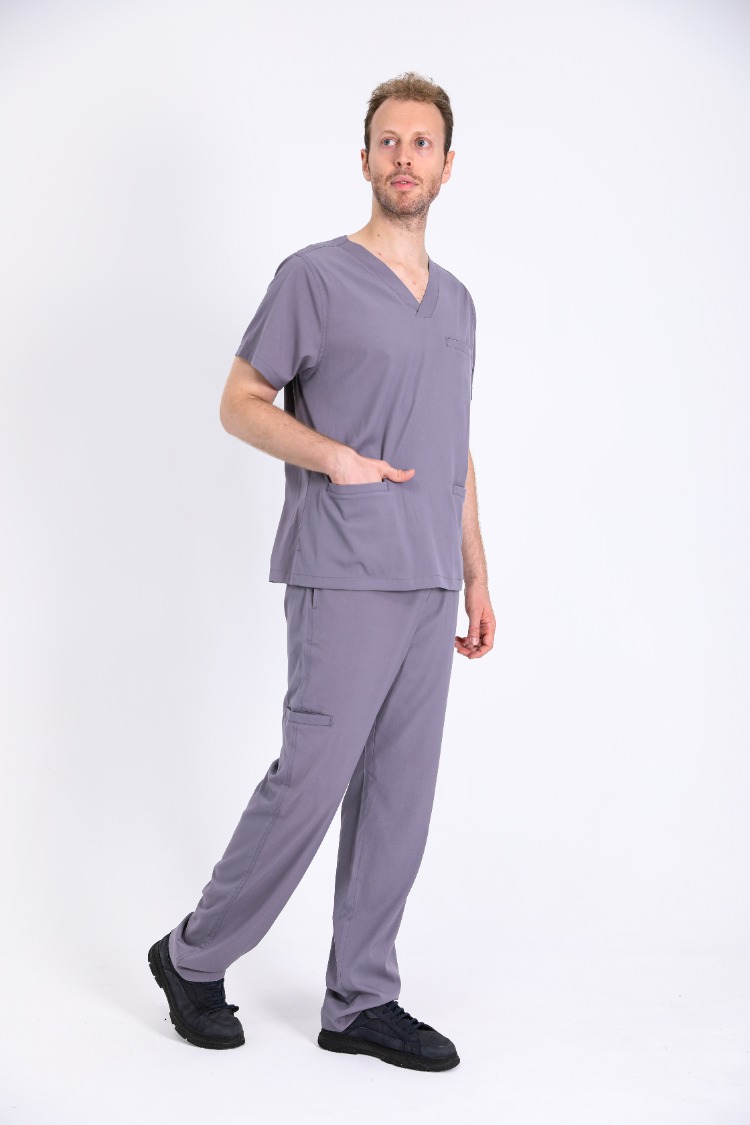 Classic Comfort Serisi Erkek Scrubs - Gri