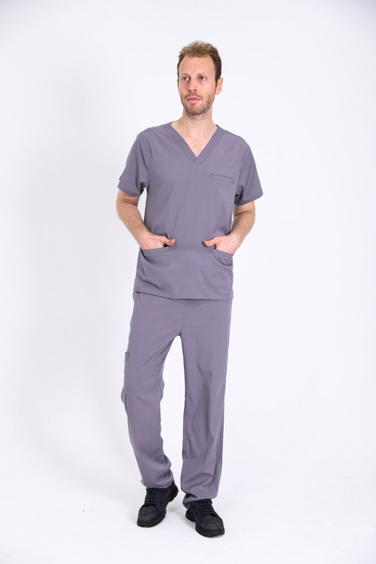 Classic Comfort Serisi Erkek Scrubs - Gri