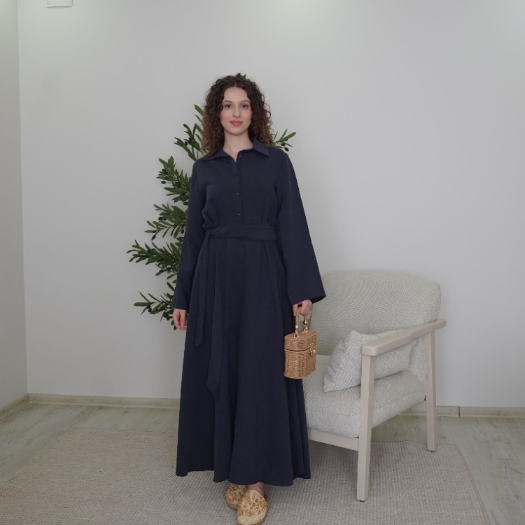 VAKAR TENSEL ELBİSE  LACIVERT