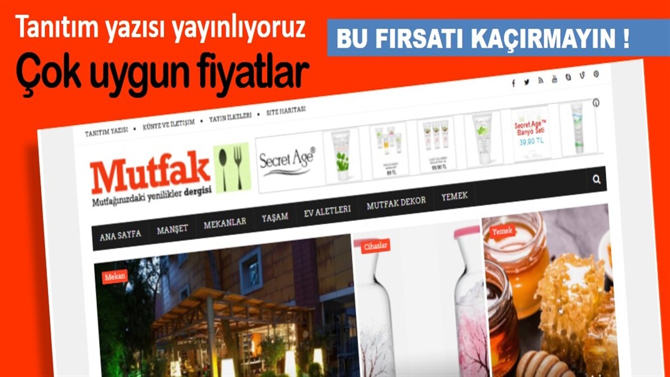 Mutfak Dergisi sitemizde tanıtım yazısı yayınlıyoruz