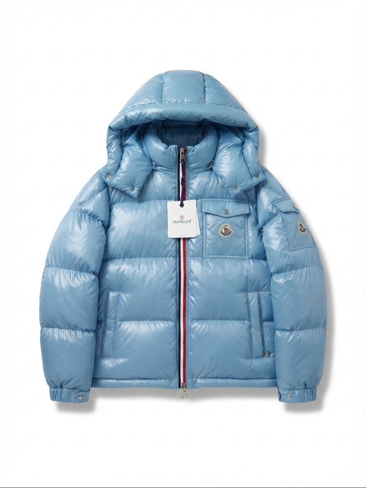 Şeritli moncler baby blue