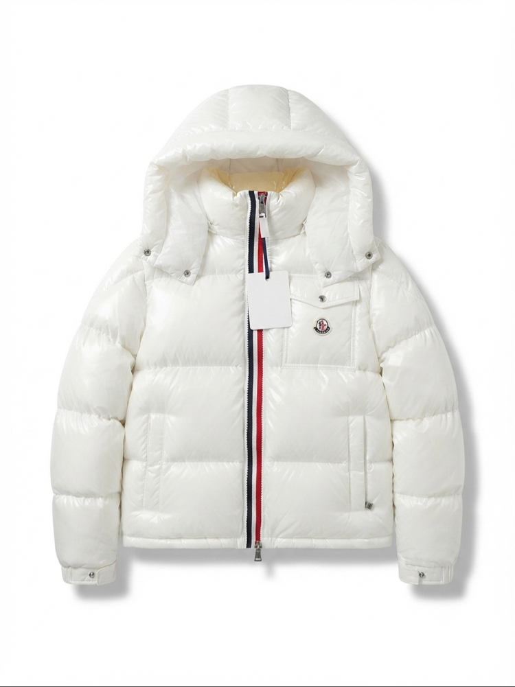 Şeritli moncler beyaz