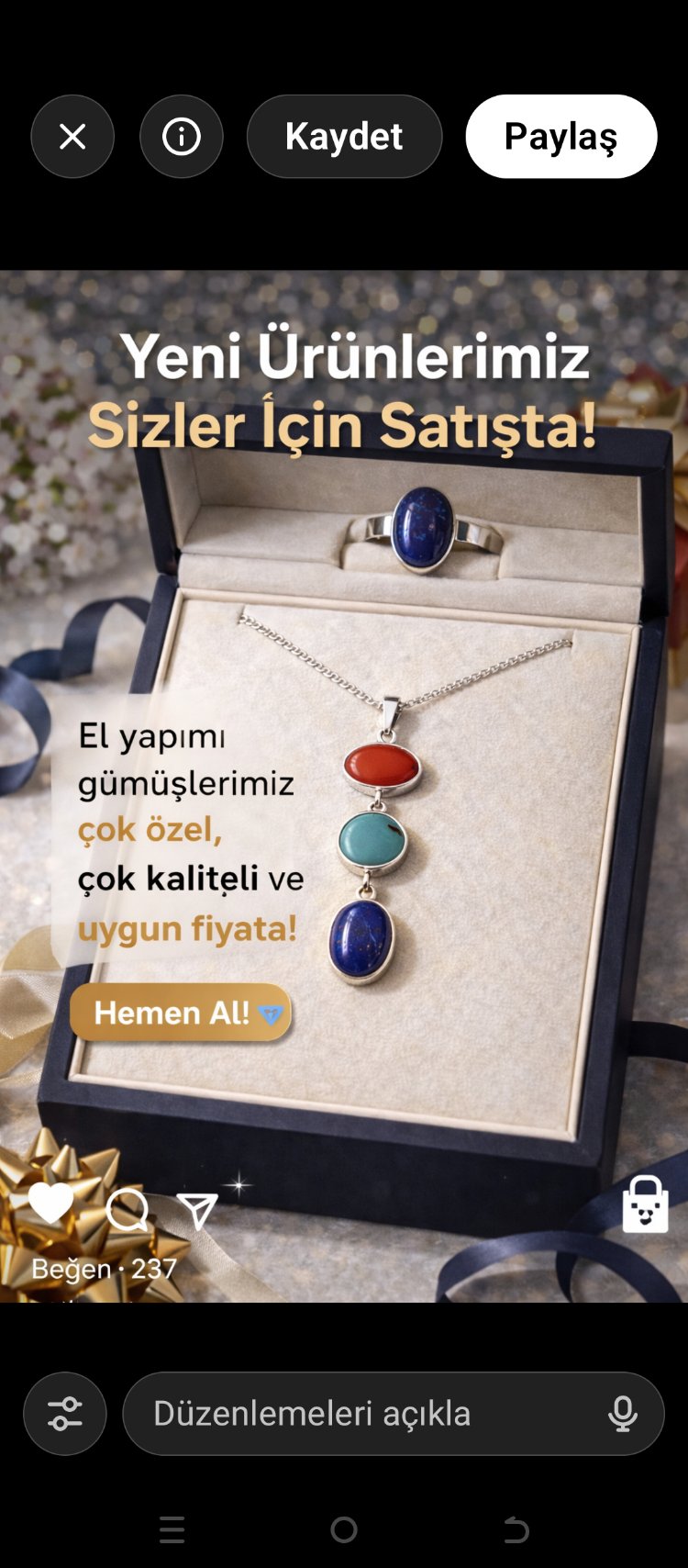 El yapımı, 925 ayar gümüş takı seti