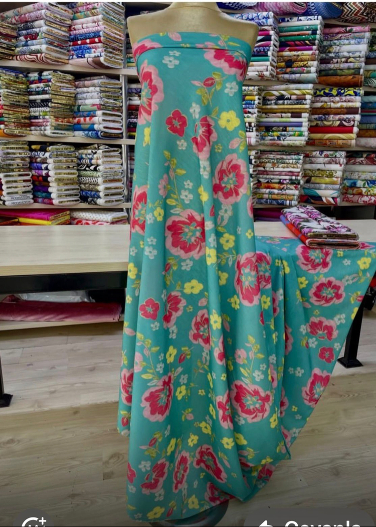 Özel Desenli 150 cm (60") Kumaş 4 Çeşitli Seçenekleriyle: Şifon, Krep, Saten, Keten
