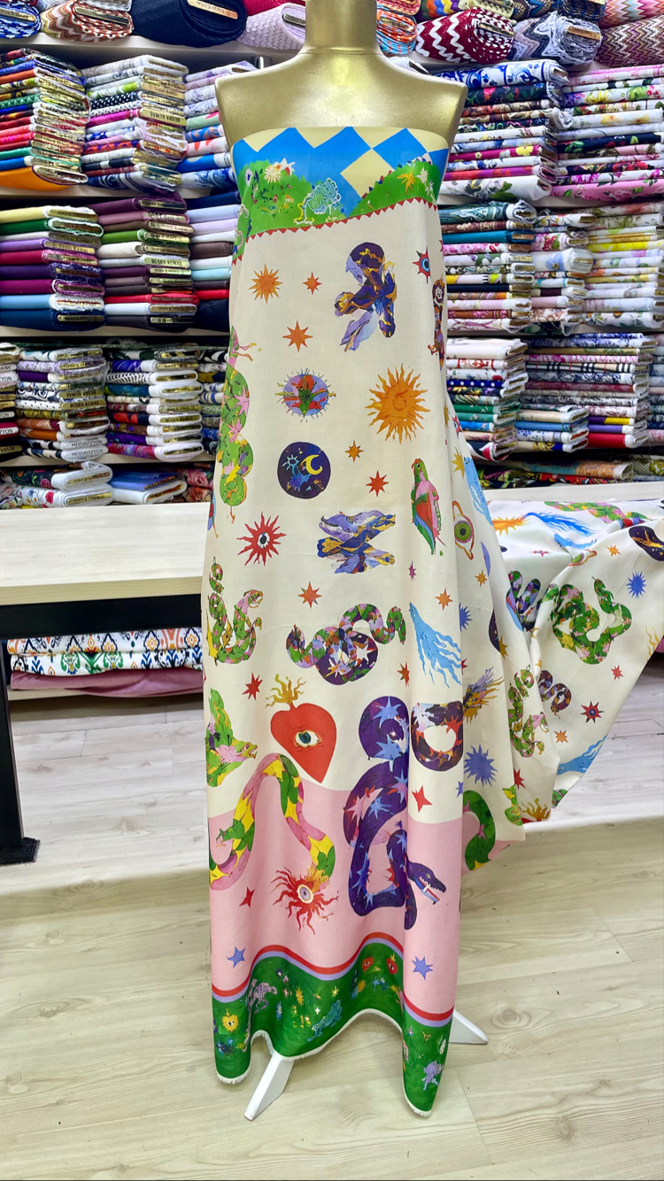 Özel Desenli 150 cm (60") Kumaş 4 Çeşitli Seçenekleriyle: Şifon, Krep, Saten, Keten