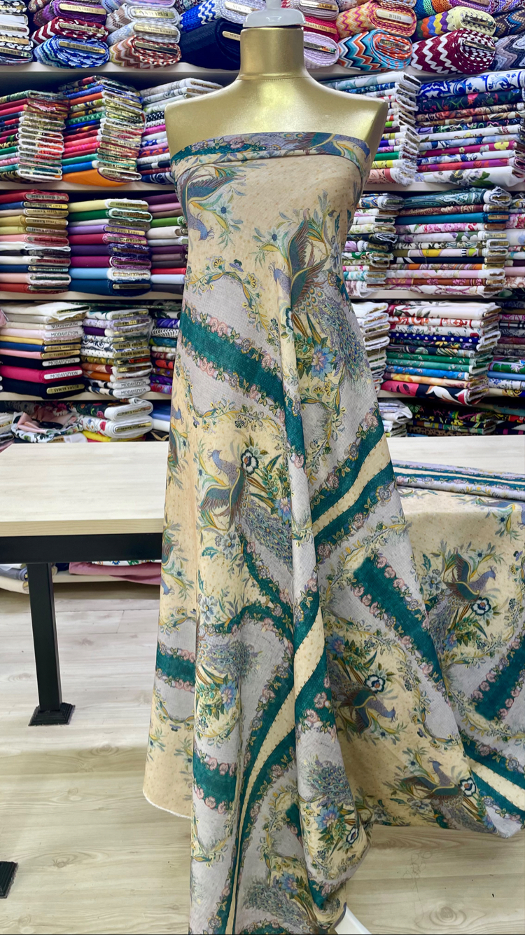Özel Desenli 150 cm (60") Kumaş 4 Çeşitli Seçenekleriyle: Şifon, Krep, Saten, Keten