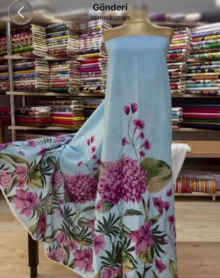 Özel Desenli 150 cm (60") Kumaş 4 Çeşitli Seçenekleriyle: Şifon, Krep, Saten, Keten