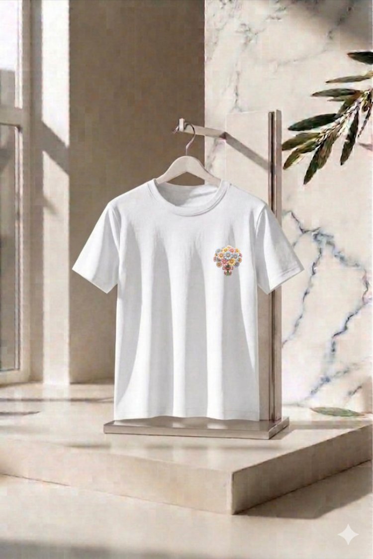 Oversize Tişört -Vera Voyage Minimalist Çiçek Buketi- Anneler Günü'ne Özel- %100 Pamuk