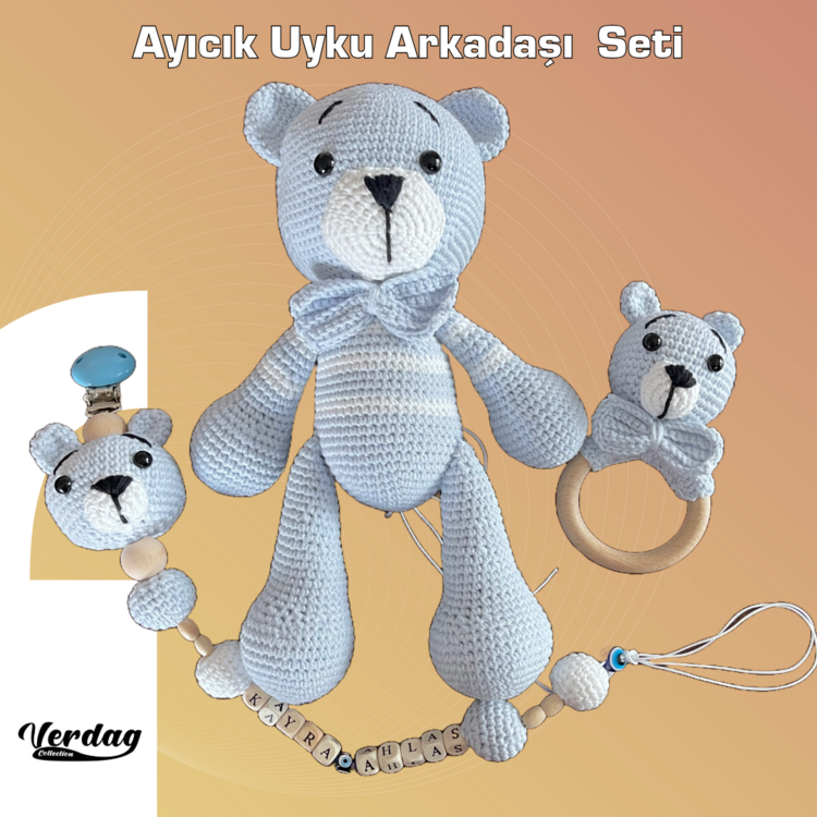 Mavi Ayıcık Uyku Arkadaşı ve Emzik Seti