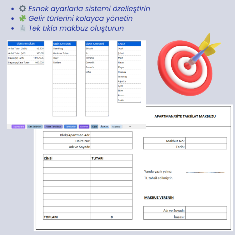 Excel Site/Apartman Aidat Yönetim Programı