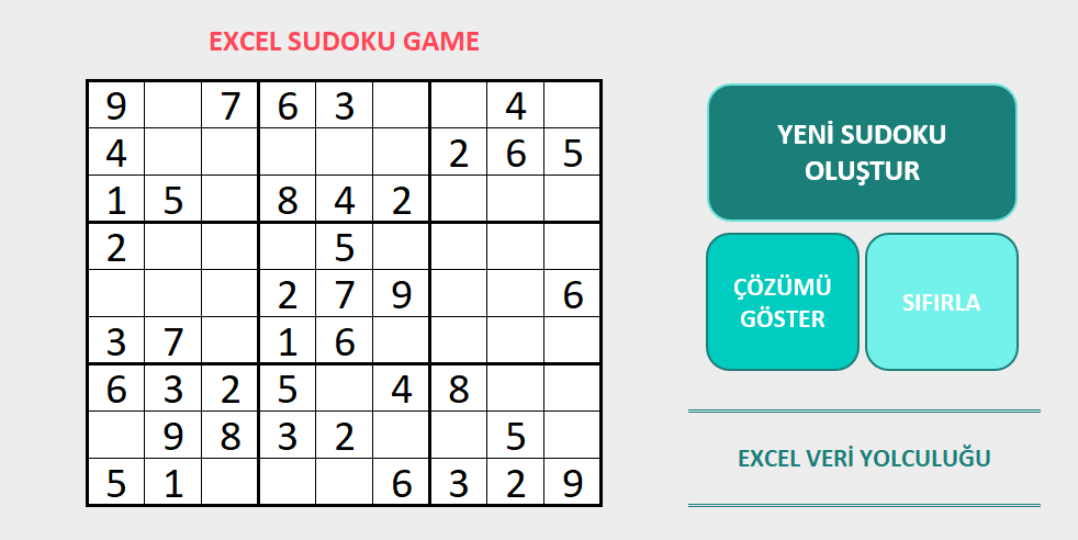 Excel VBA ile Sudoku Oyunu Çalışması