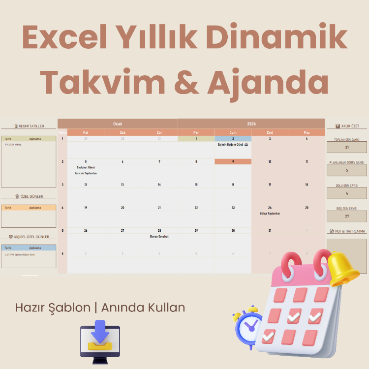 Excel'de Dinamik Takvim&Ajanda