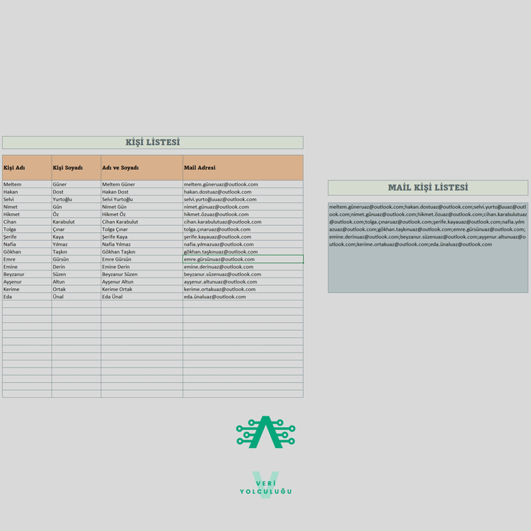 Excel'de Toplu ve Kişiye Özel Mail Gönderme Şablonu