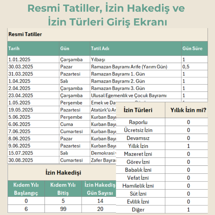 Excel'de Personel İzin Takip Programı