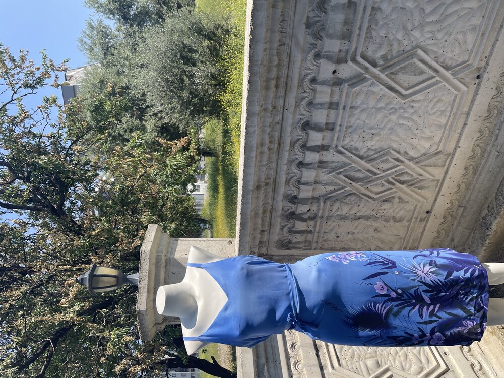 Vintage Kuşaklı Elbise - XL 