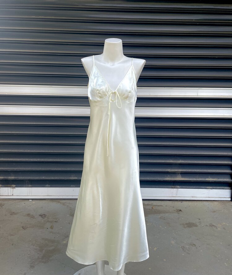 Vintage Saten Maxi Gecelik - L 
