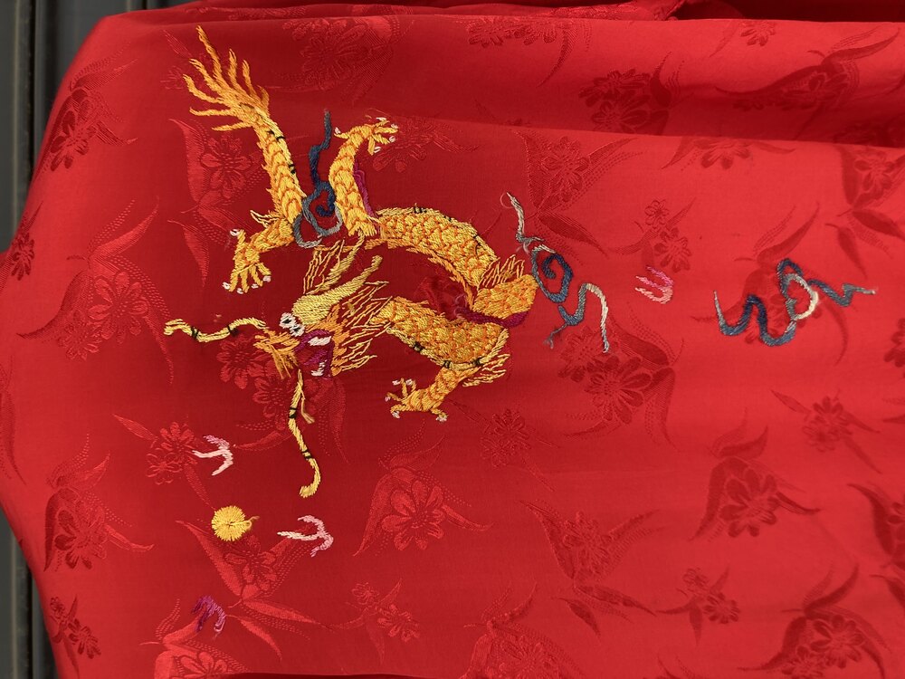 Kırmızı Ejderha İşlemeli Japon Kimono