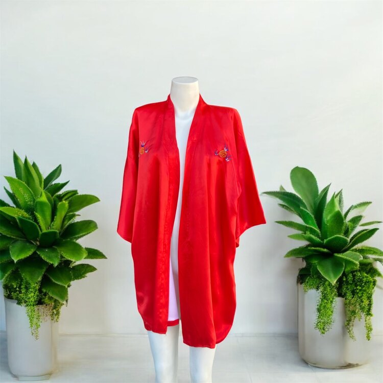 İpek Saten Japon Kimono