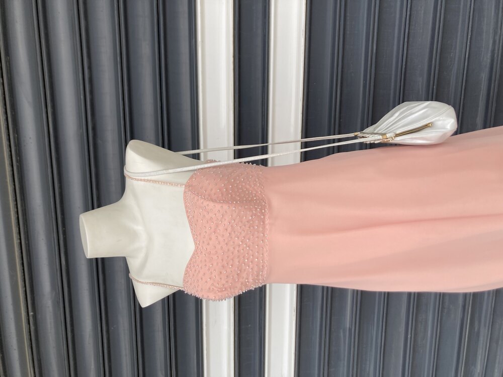 Vintage Pembe Abiye Elbise