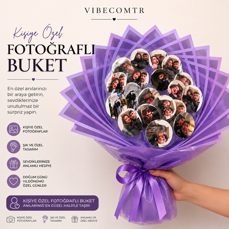 Kişiye Özel Fotoğraflı Buket