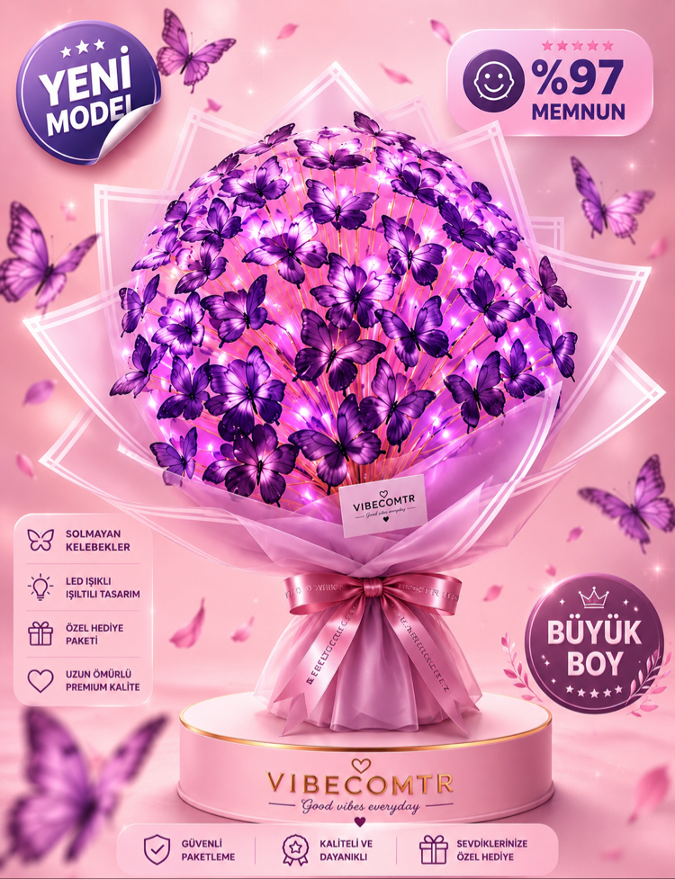 Büyük boy kelebek buketi lila