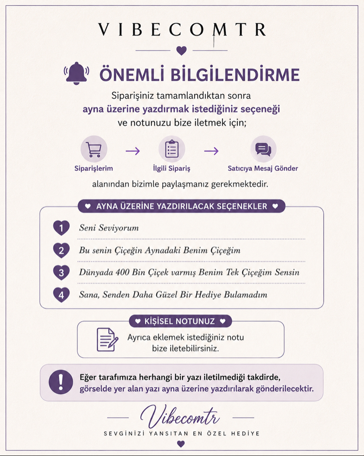 Mor Lila Aynalı gül premium buket