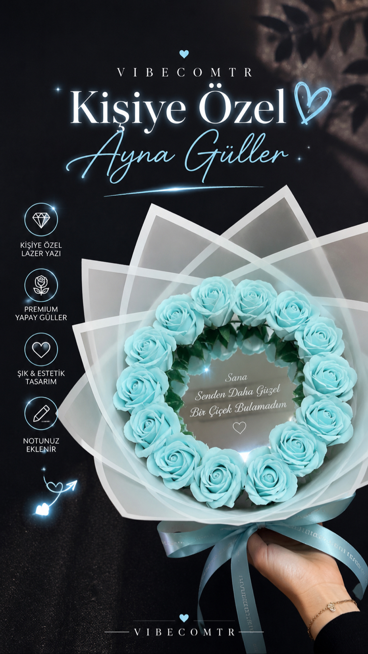 Aynalı gül premium buket