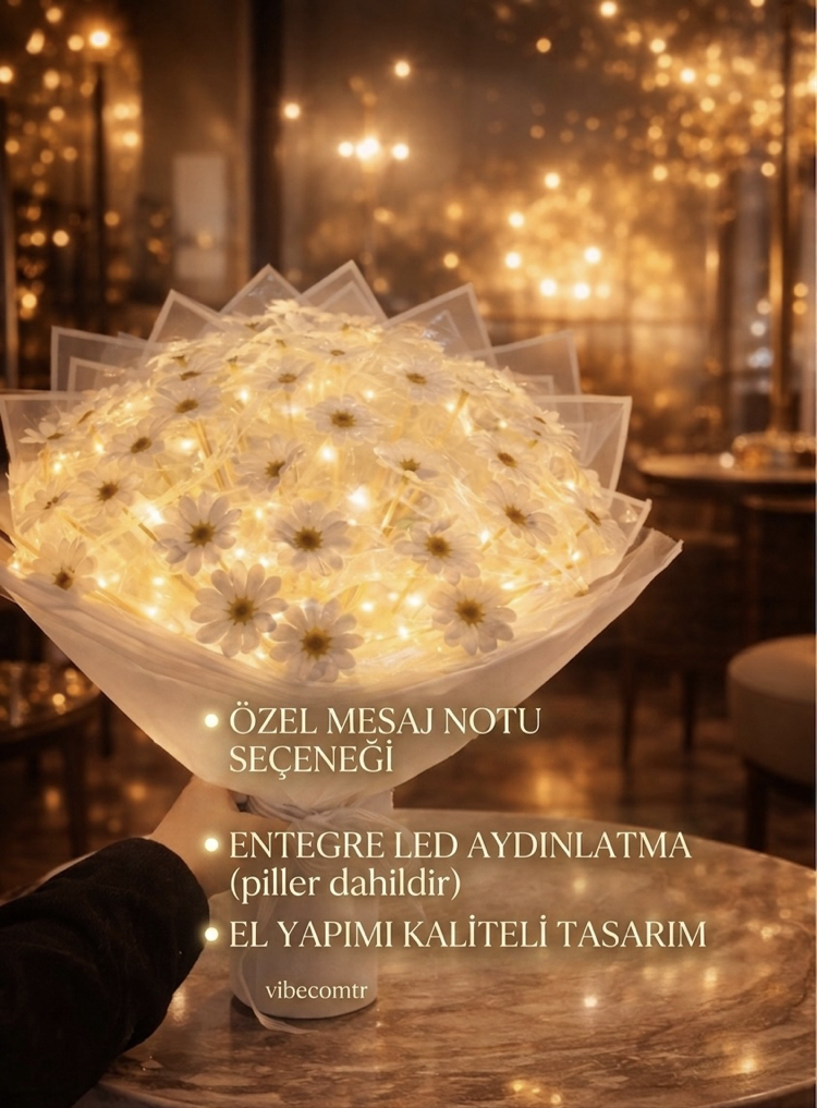Led ışıklı papatya özel tasarım