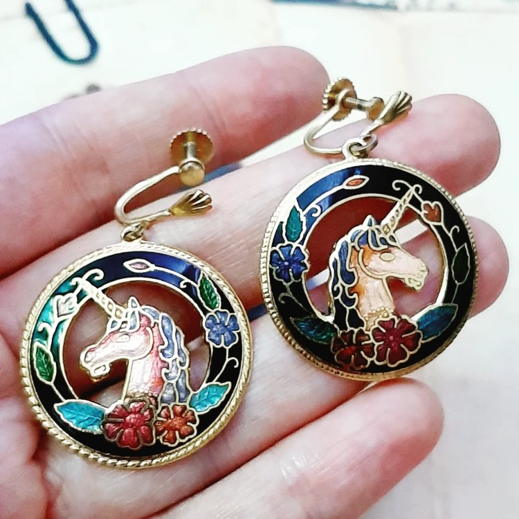 Cloisonne Unicorn Küpe