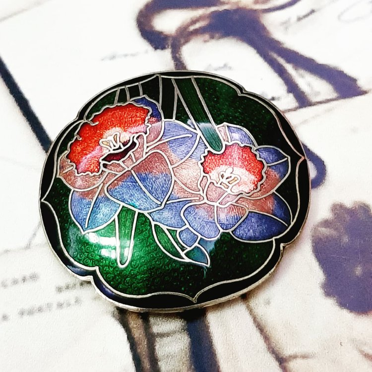 Cloisonne Mineli Broş