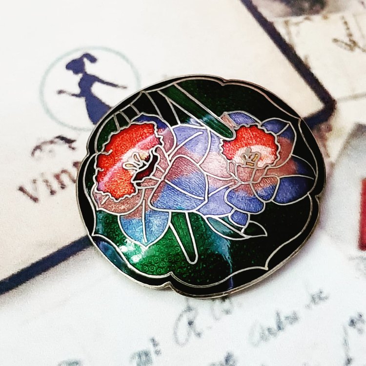 Cloisonne Mineli Broş