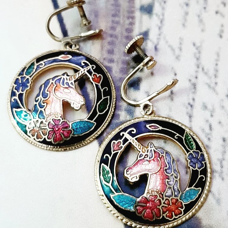 Cloisonne Unicorn Küpe