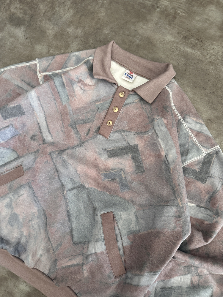 Vintage Oldschool Desenli Oversize Sweat (L)