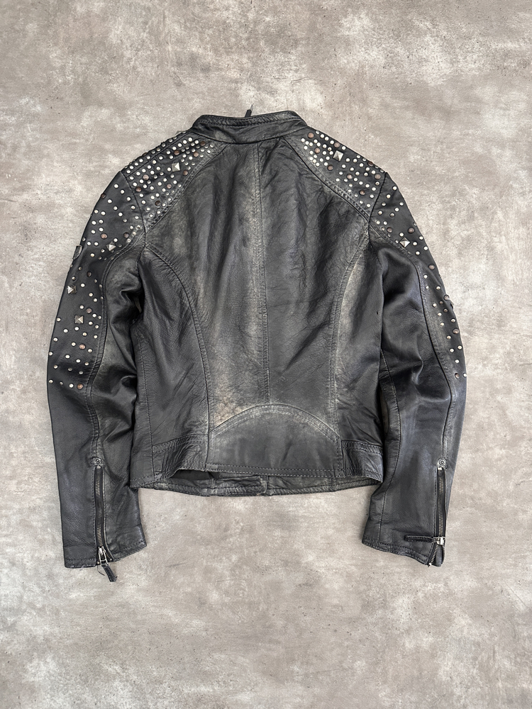 Amerikan Vintage Biker Deri Ceket (S)