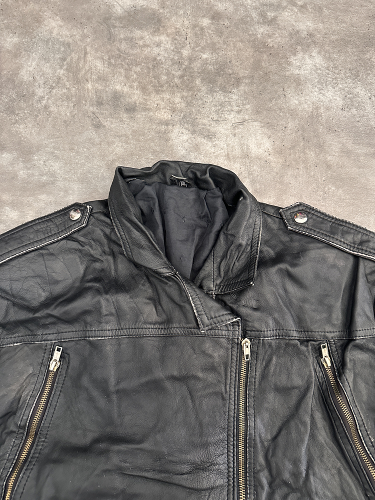 Amerikan Vintage Biker Orijinal Deri Ceket (XL)