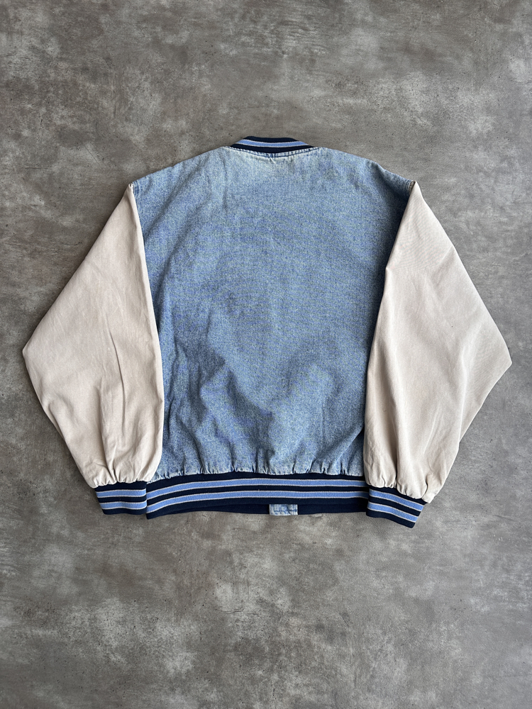Vintage Denim Varsity Kolej Jacket (L)