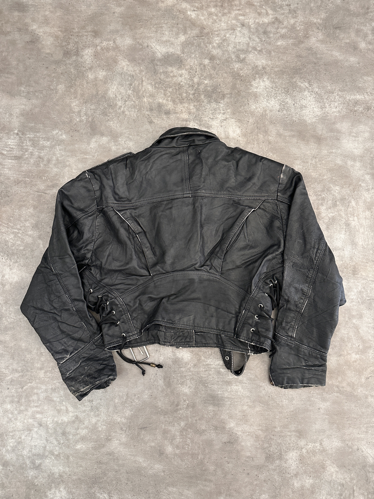 Amerikan Vintage Biker Orijinal Deri Ceket (XL)