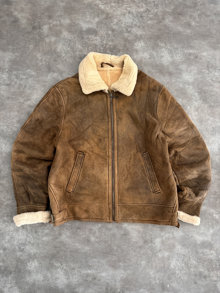 Amerikan Vintage Orijinal Kürklü Deri Ceket (L)