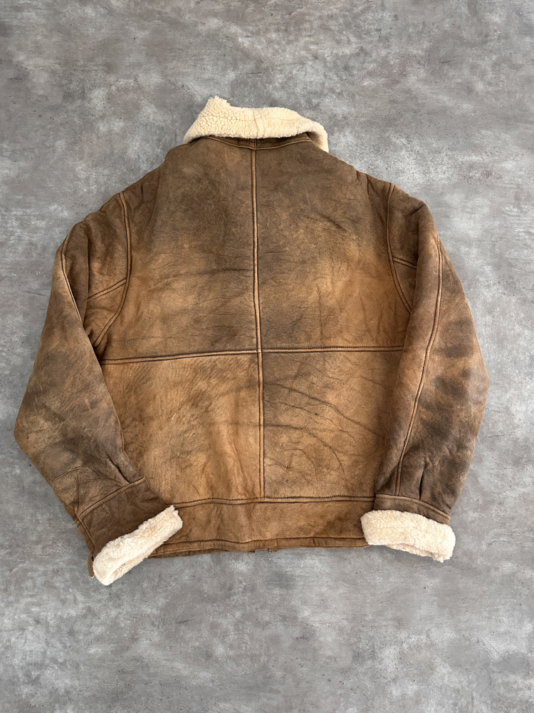 Amerikan Vintage Orijinal Kürklü Deri Ceket (L)