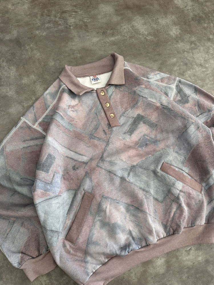 Vintage Oldschool Desenli Oversize Sweat (L)