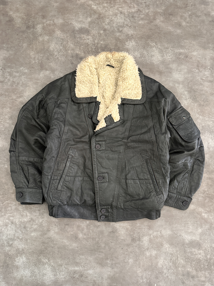 Amerikan Vintage Orijinal Kürklü Deri Ceket (M)
