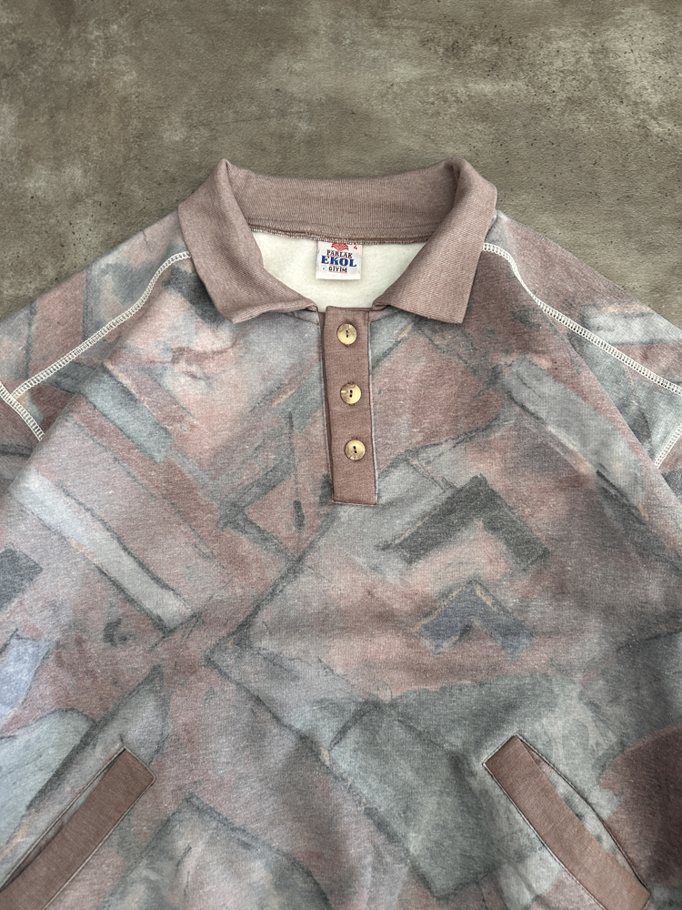 Vintage Oldschool Desenli Oversize Sweat (L)