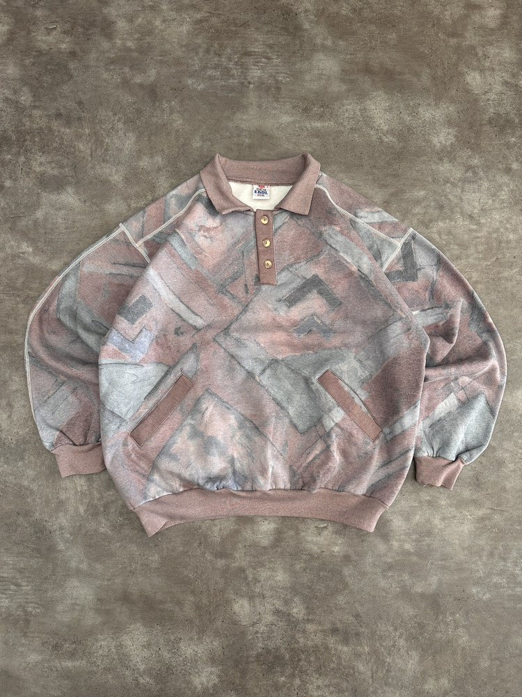Vintage Oldschool Desenli Oversize Sweat (L)