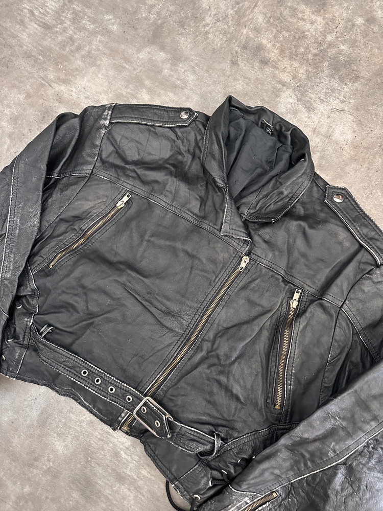 Amerikan Vintage Biker Orijinal Deri Ceket (XL)