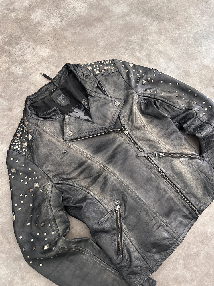 Amerikan Vintage Biker Deri Ceket (S)