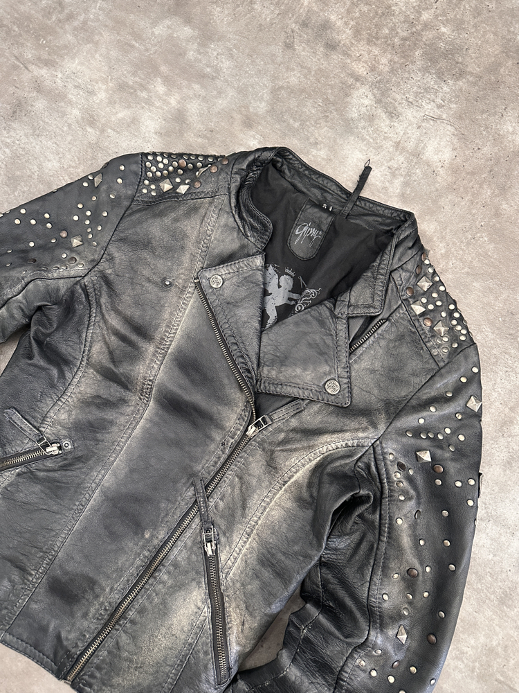 Amerikan Vintage Biker Deri Ceket (S)