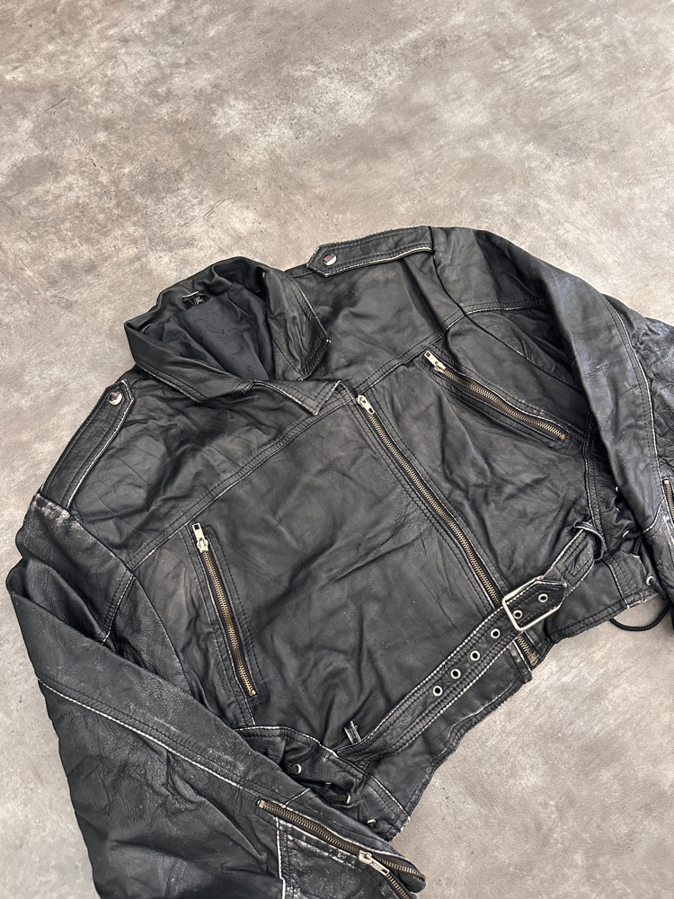 Amerikan Vintage Biker Orijinal Deri Ceket (XL)
