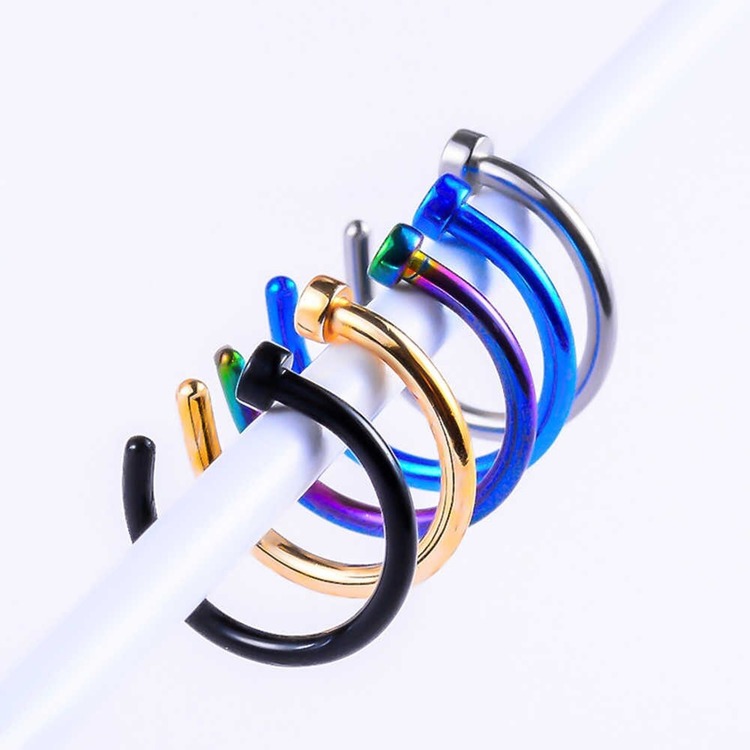 Titanyum Halka Hızma Burun Piercing 0.8x8+2 Uniseks
