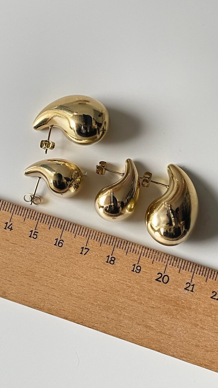 Bottega Çelik Küpe Gold Büyük Boy