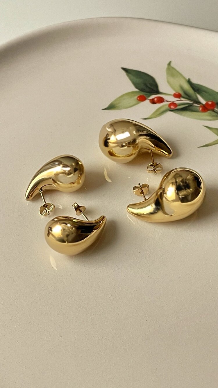 Bottega Çelik Küpe Gold Büyük Boy